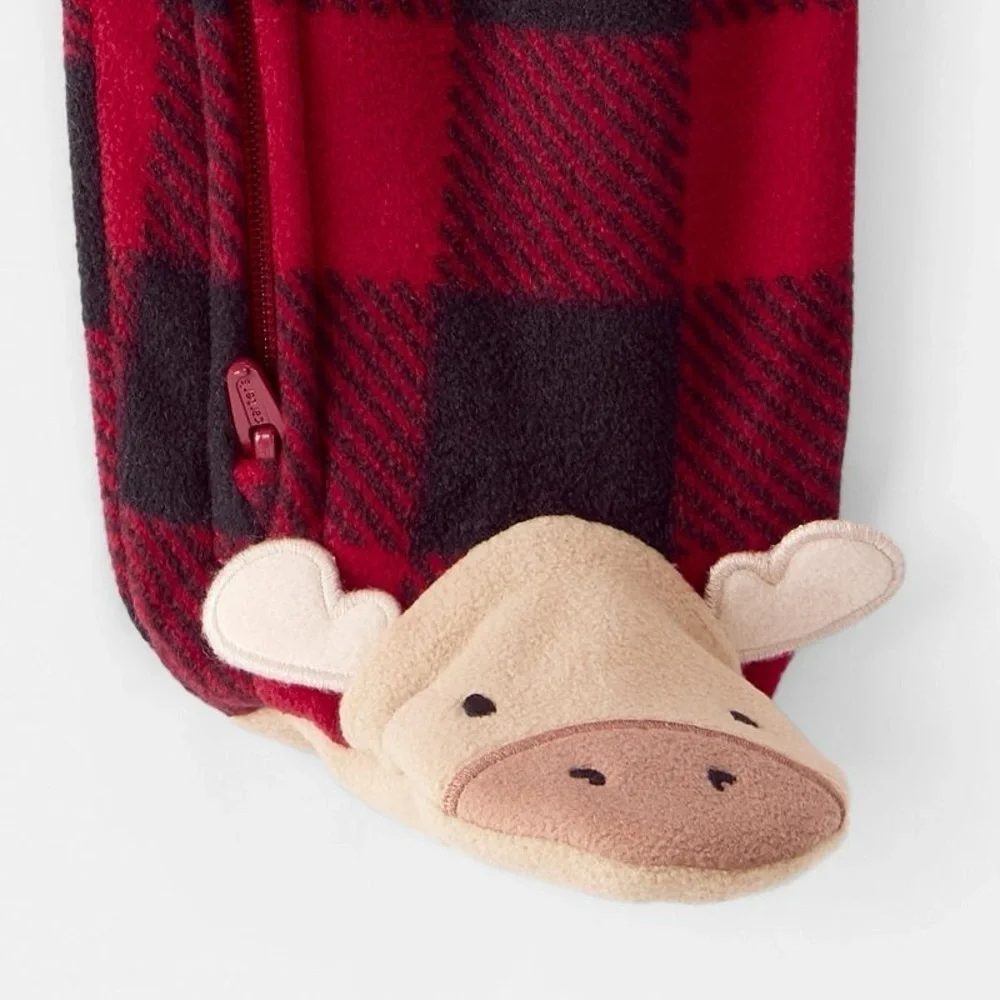 Carter’s One Piece Plaid Print Reindeer Loose Fit Long-Sleeve Sleep